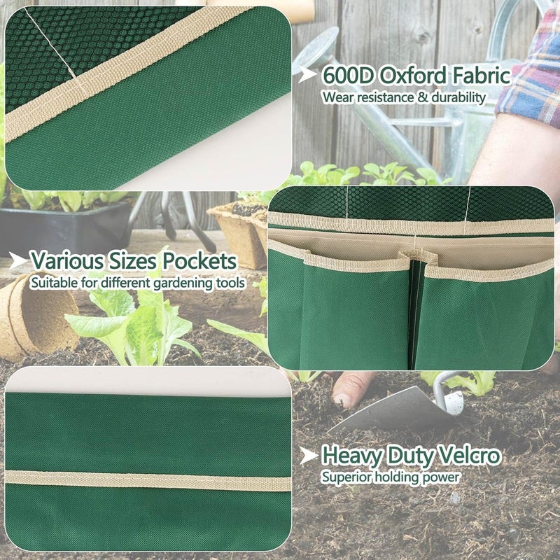 YBB 2 Pack Garden Pouches for Kneeler, Portable Tool Storage Bags Oxford Multiple Storage Pockets Organizer for Outdoor Gardening Kneeling Stool - Image 4